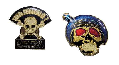 Vintage 80s biker enamel pins - vintage,