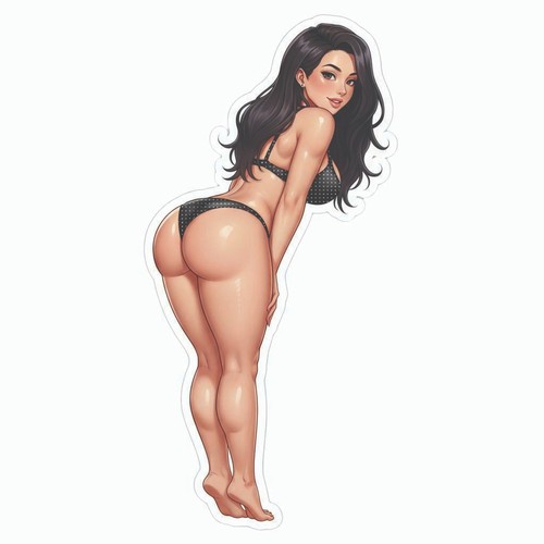 Pinup girl anime sticker - sticker, vinyl