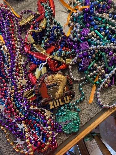 Mardi gras beads medallion lot - mardi,