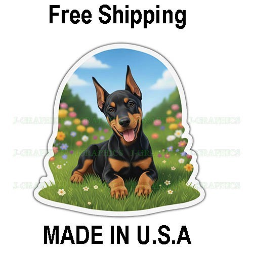 Doberman dog grass vinyl - doberman,