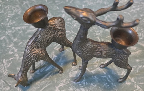 Vintage brass deer stag - brass, doe