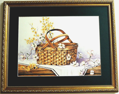 Country basket picture flowers - basket,
