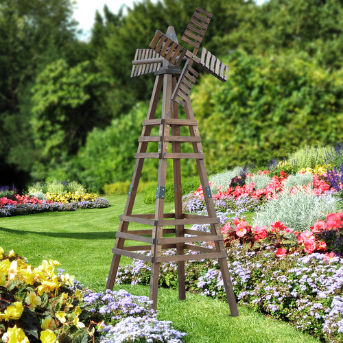 6ft wood windmill backyard - windmill,