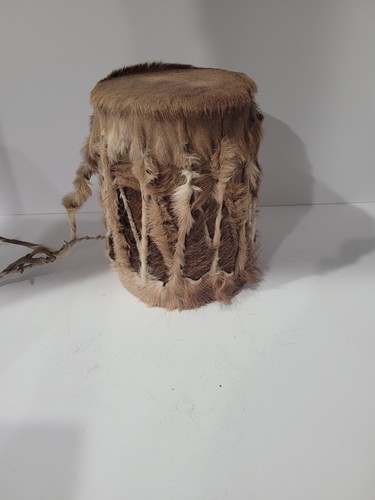 African hide drum and bag - african,