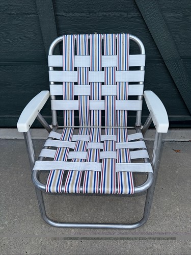 Vtg aluminum folding webbed - aluminum,