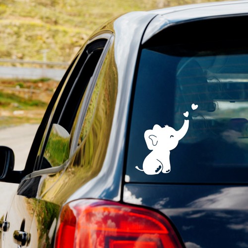 Baby elephant vinyl decal - elephant,