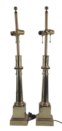 Vintage brass table lamps - vintage, pair