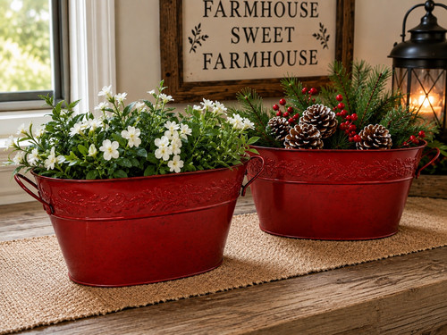 Set burgundy metal oval - set, 2