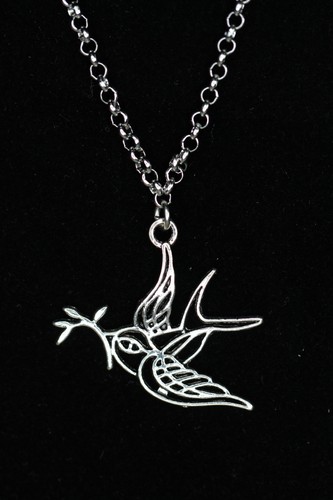 Dove silver pewter charm - silver, 1.25"