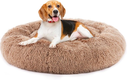 Fluffy plush faux - dog, bed