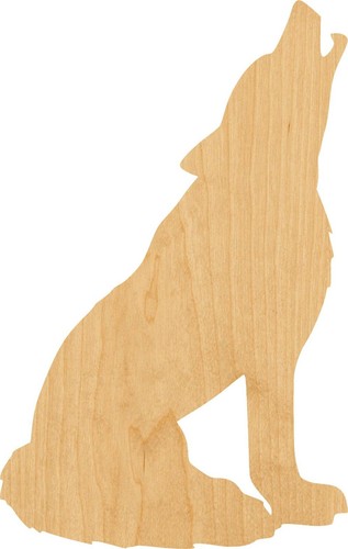 Wolf laser cut out wood - wolf,