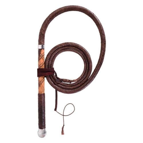 Leather stock whip 8ft - leather,