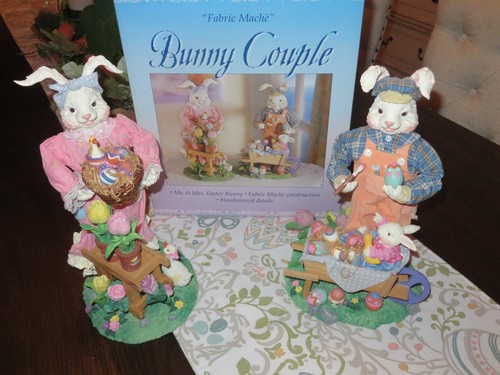 Easter bunny couple fabric - couple,