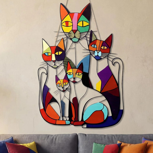 Cat wall art decor - metal,