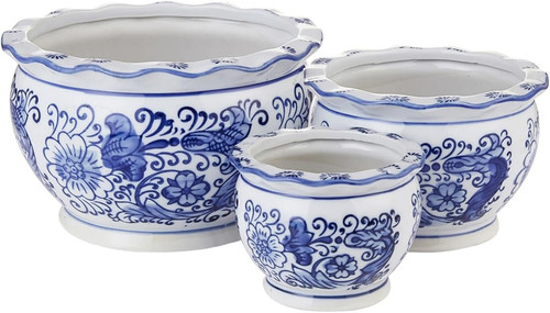 Blue and white planters - white,
