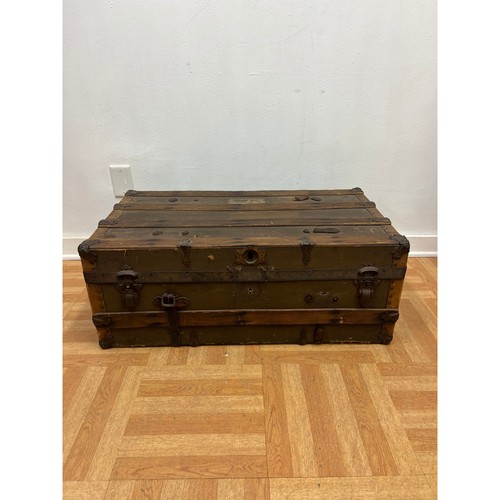 Vintage wood steamer trunk - vintage,