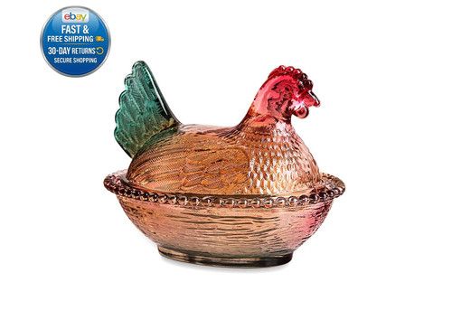 Vintage glass hen nest - vintage,
