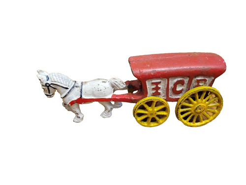 Vintage cast iron horse drawn - iron,