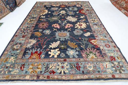 Hand knotted oushak - knotted, blue
