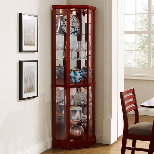 Lighted corner curio cabinet - corner,