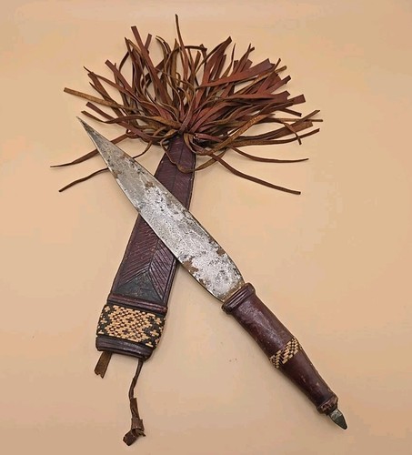 Antique african leather steel - african,