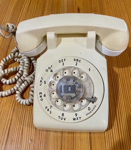 Rotary dial ivory desk phone - rotary,