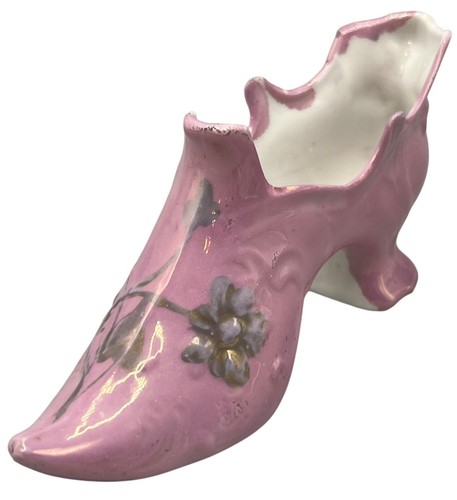 1930s pink porcelain shoe - shoe, gold