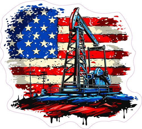 Oil field american flag pump - field,