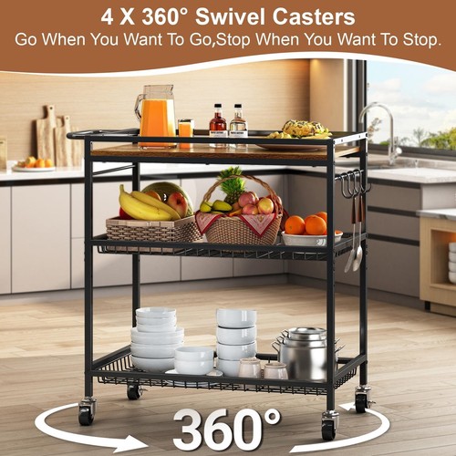 Tier rolling kitchen cart - 3-tier,
