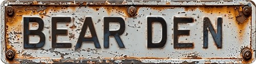 Bear den metal street sign - bear, 2d