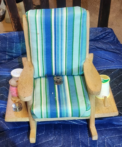 Vintage blue wood rocking - vintage,
