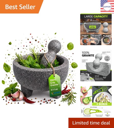Grey granite mortar pestle - mortar,
