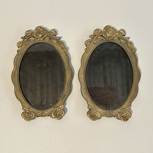 Vtg brass ornate roses picture - ornate,