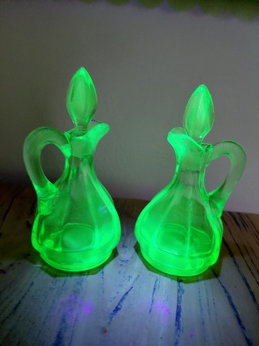 Vintage uranium glass cruet - uranium,