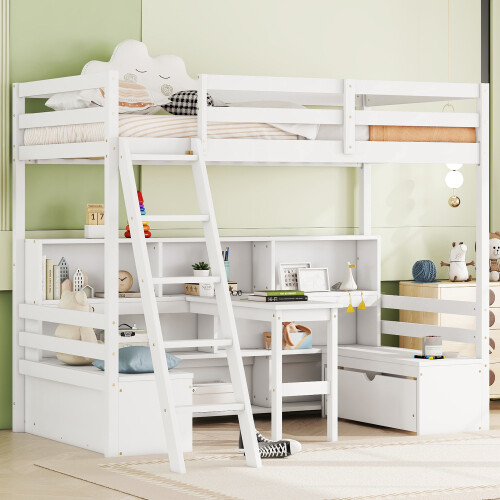 Solid wood loft - solid, bed