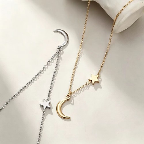 Dainty moon star pendant - star,