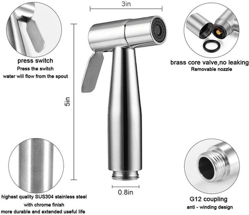 Stainless steel toilet bidet - stainless,