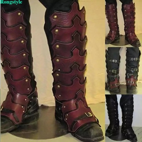 Larp leather leg armor gothic - leather,