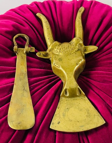 Vintage solid brass bull - bull, head