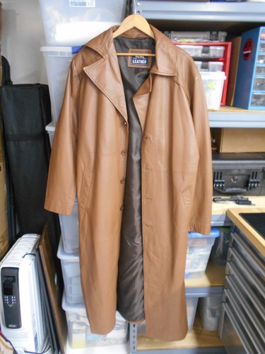 Men leather trench coat - xl,