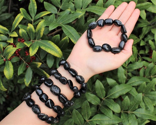 Black tourmaline tumbled stone - black,