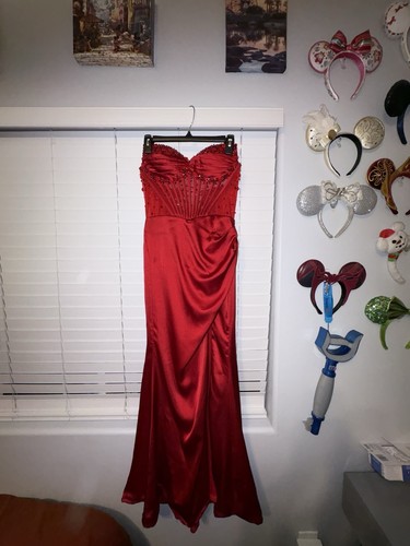 Size red beaded prom dress - prom,