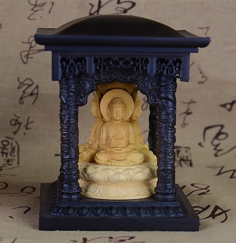 Ebony wood carved altar - wood,