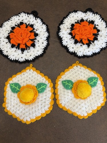 4pcs vintage crochet flower - vintage,