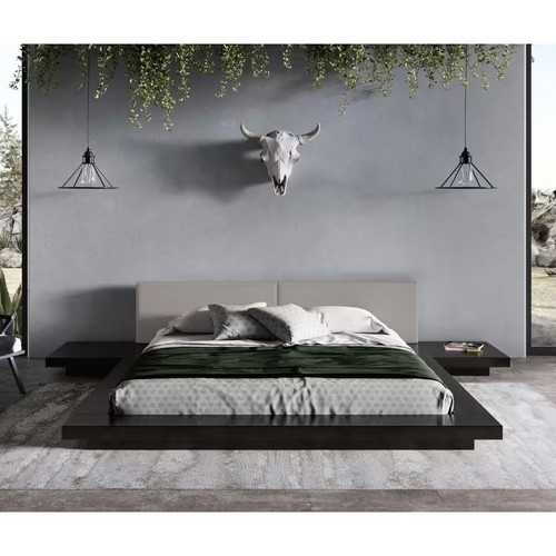 King platform bed - black, wood