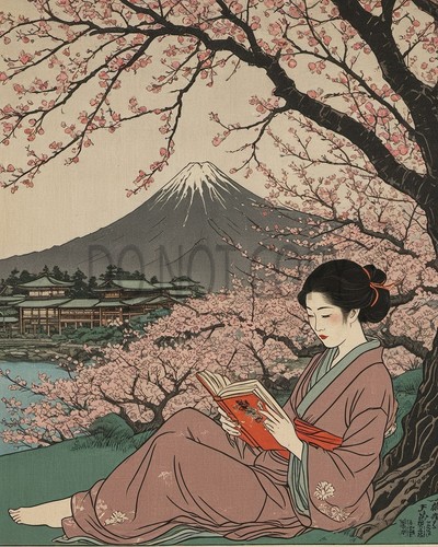 Japanese woman reading - japanese,