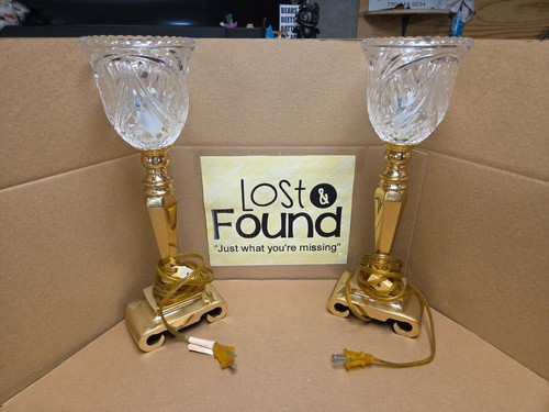Pair vintage cut crystal - of,