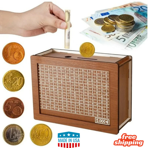 Savings challenge box wooden - savings,