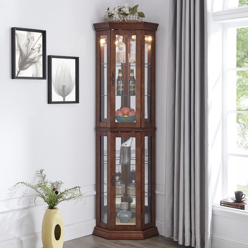 Corner curio cabinet with - curio,