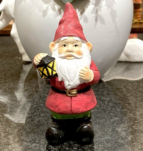 Cement garden gnome - gnome, holding